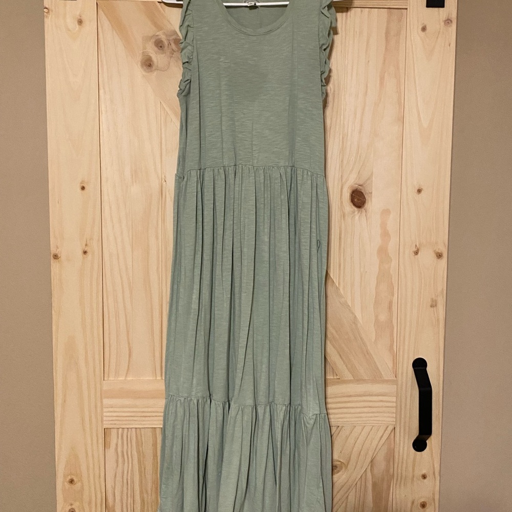 Wonderly Green Tiered Maxi Sundress